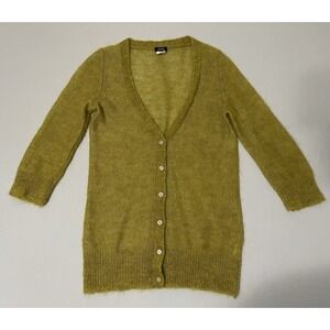 J CREW Cardigan Sz Xs Yellow/green Wool/mohair Blend Lightweight Preppy